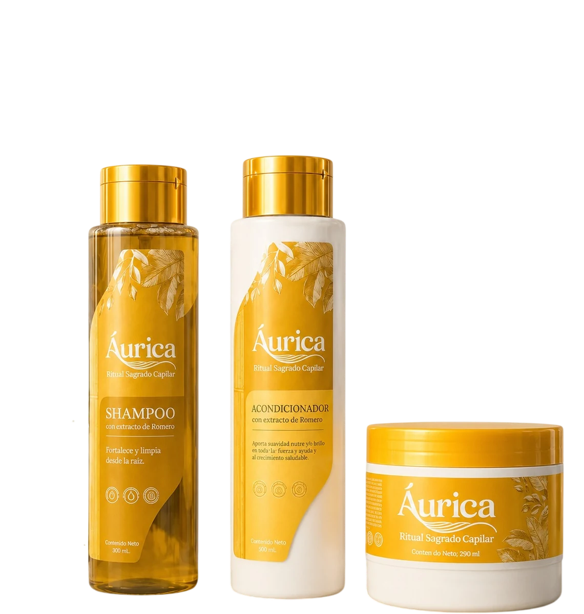 Ritual Áurica: shampoo, acondicionador y mascarilla